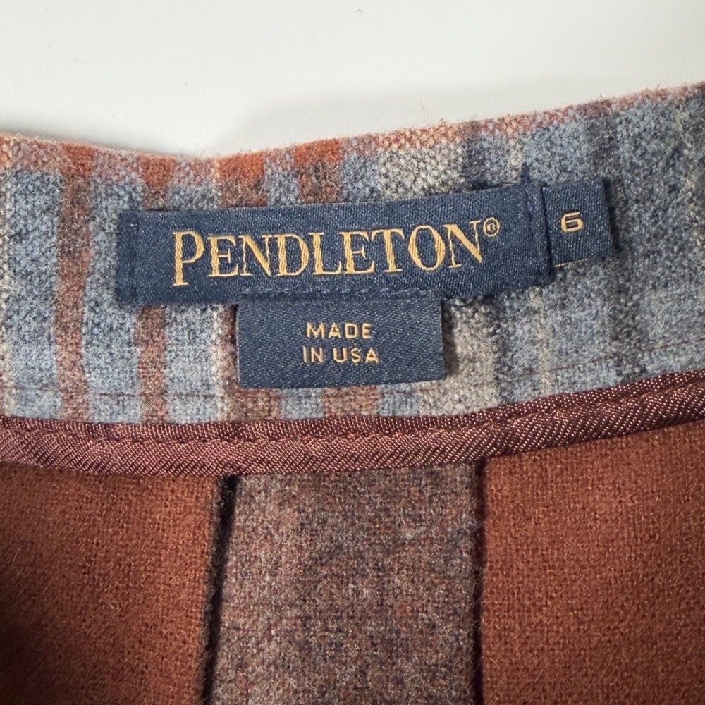 Pendleton Wool Pleated Plaid Skirt Rust Brown Dark Academia Old Money Vintage 6 - Picture 4 of 7